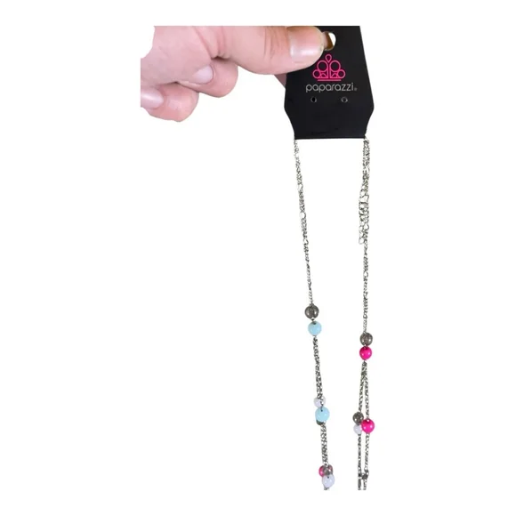 Paparazzi Necklace Silver Pink Light Blue White Accessories Compete your Look - Picture 3 of 10